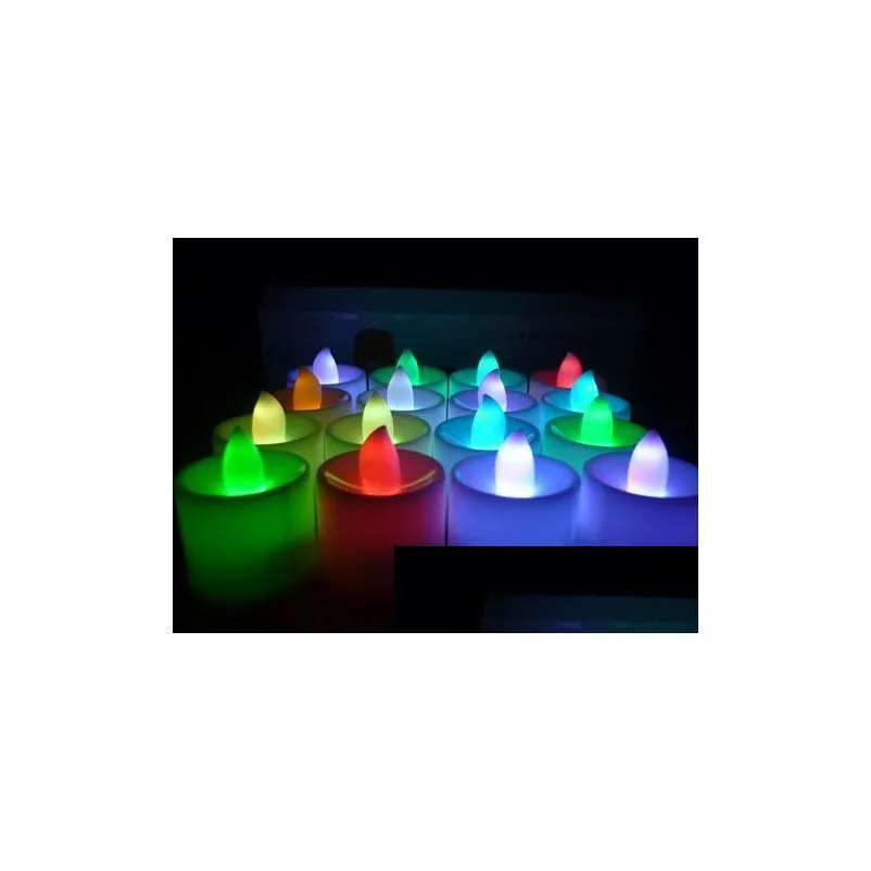 Candles Led Wedding Tealights Electronic Candle Light Party Event Flameless Flickering Battery Candles Plastic Home Decor Colorf Drop Dhqn0