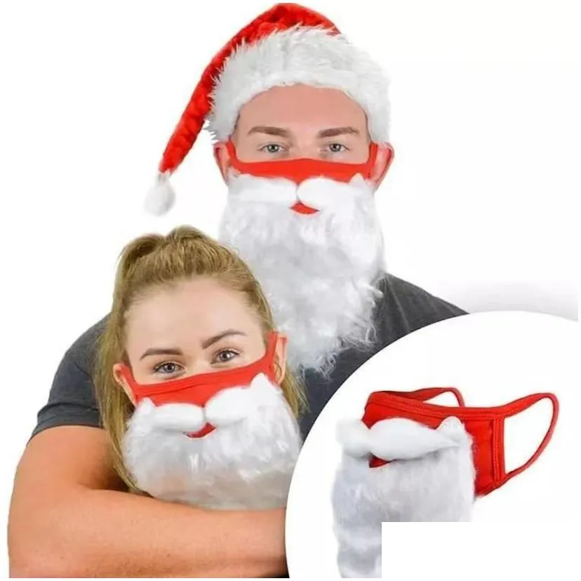 Christmas Decorations 100Pcs Party Christmas Mask Santa Claus Beard Visitor White Funny Cos Dress Up Europe United States Cross Border Dhmht