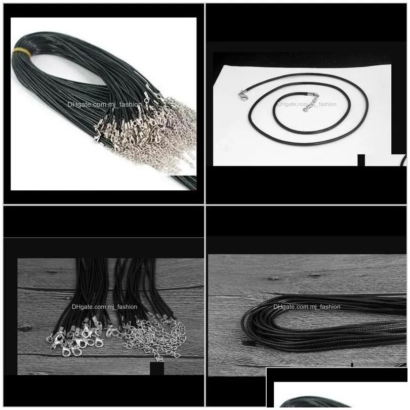 Cord Wire Findings Components Black Wax Leather Snake Necklace 45Cm 60Cmhain With Lobster Clasp Diy Fashion Jewelry Comp