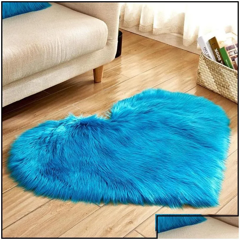 Carpets Plush Heart Shaped Mat 40X50Cm 50X60Cm Living Room Office Imitation Wool Carpet Bedroom Soft Home Non Slip Rugs Drop Deliver