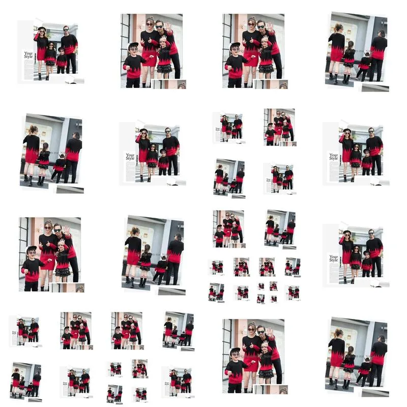 2019 arrival family matching outfits black red sweater comfortable