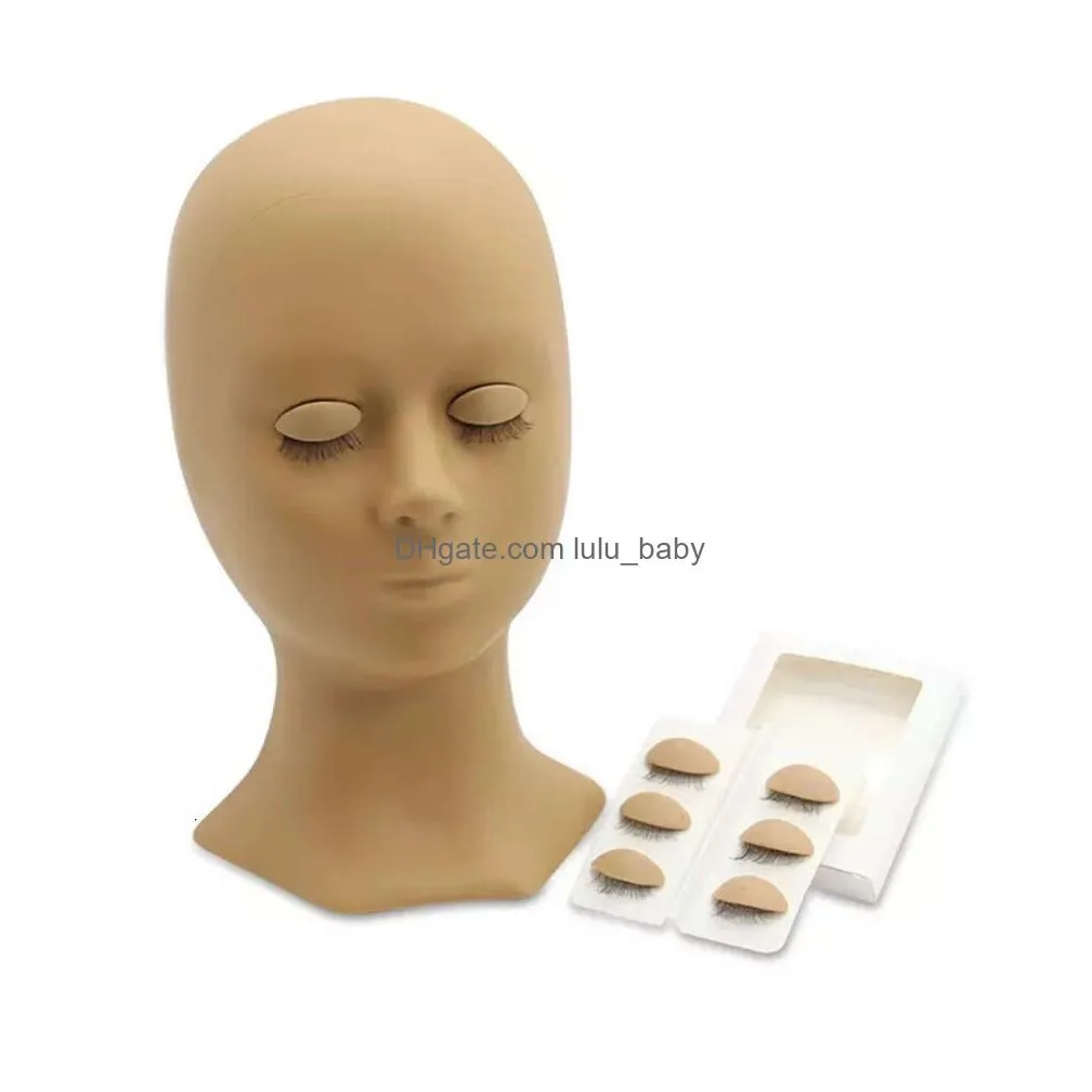 2021 professional training mannequin heads add 4 pairs lifelike detachable eye graft eyelashes extension makeup beauty tools 3 styles