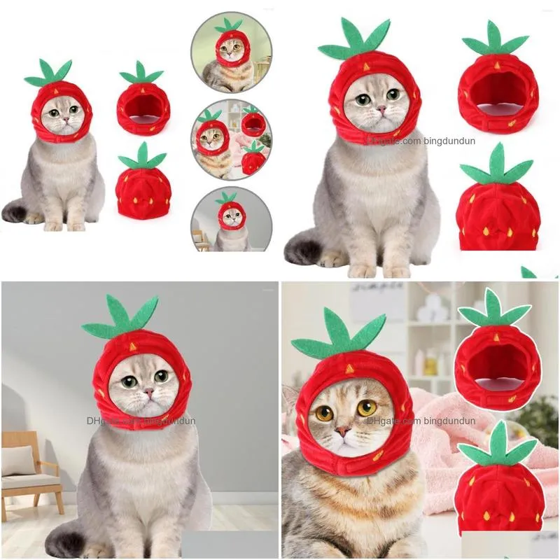 Dog Apparel Pretty Kitten Puppy Fruit Hat Pet Headwear Bright Color Mild To Skin Drop Delivery Dhrlz