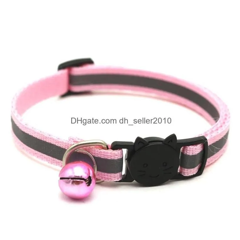 Dog Collars Leashes Adjustable Reflective Pet With Bells Charm Necklace Collar For Little Dogs Cat Supplies Dbc Drop Delivery Home