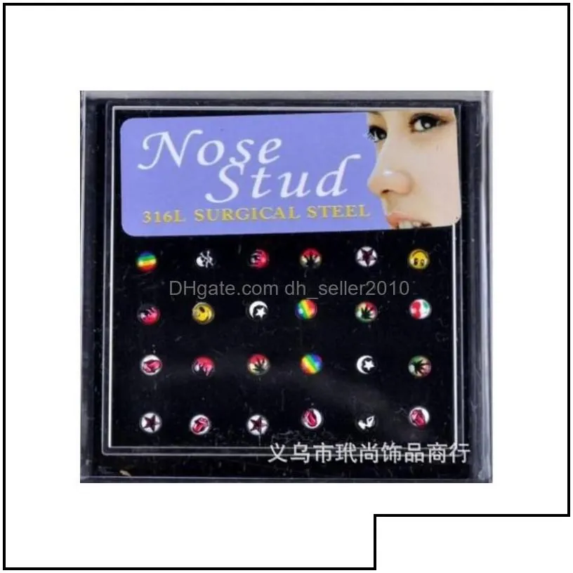 Nose Rings Studs 144 Pcs/Lot 316L Stainless Steel Womens Jewelry Nose Studs Ring Body Piercing 66 N2 Drop Delivery 2021 Dhseller2010