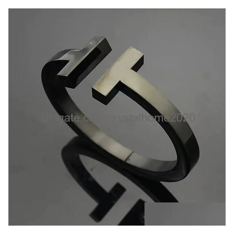 Bangle 2023 Brand T Ly Couple Titanium Steel Cuff High Quality Gold Designer Bracelet Jewelry Drop Delivery Jewelry Bracelets Dht8K