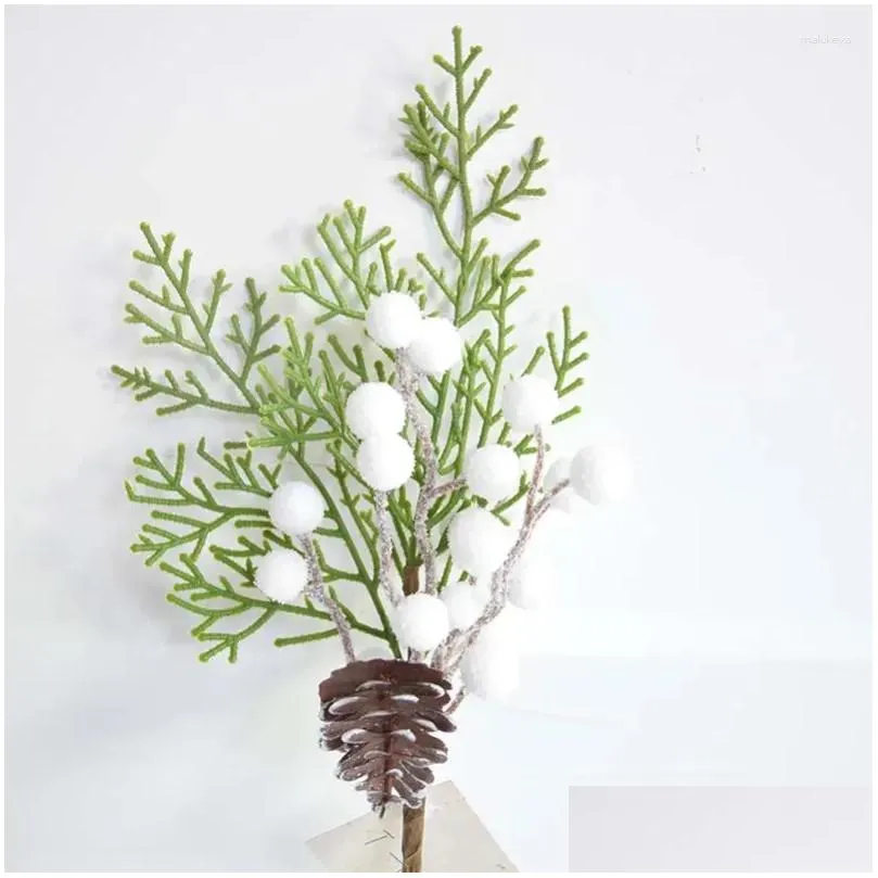 decorative flowers artificial plants simulation christmas red fruits snowflakes pine needles used for living and home accessories