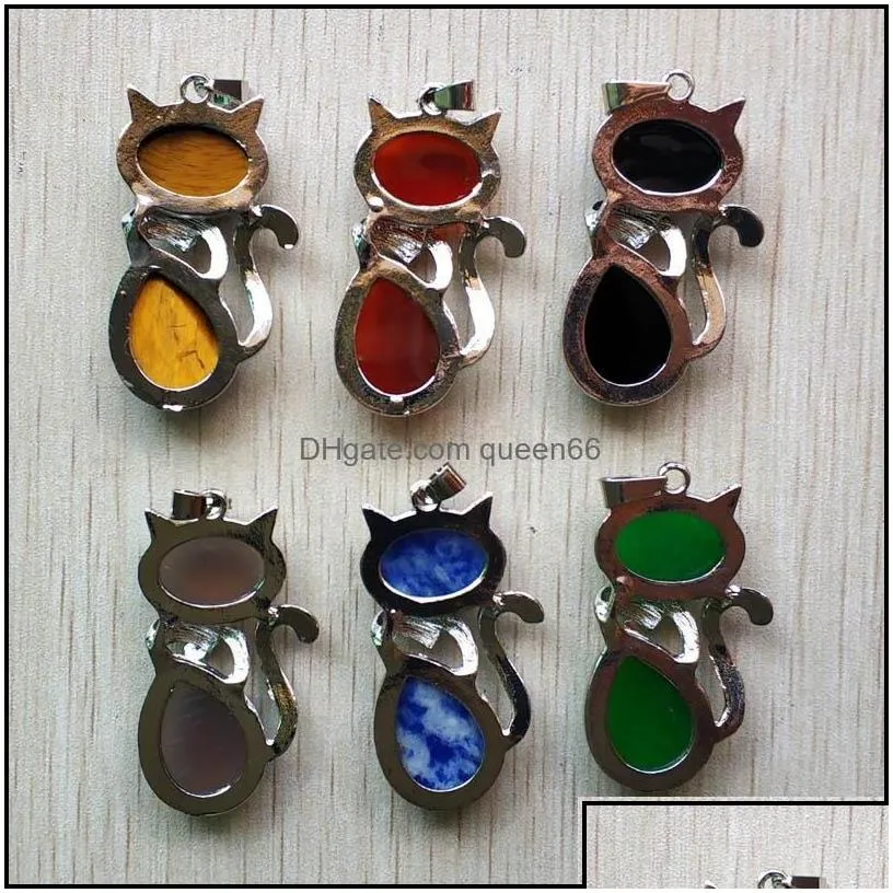 Charms Natural Stone Cat Shape Charms Pendants For Diy Jewelry Making Wholesale Drop Delivery 2021 Findings Components Dhseller2010