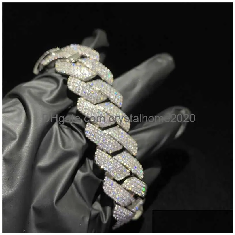 Pendant Necklaces Four Rows Heavy  Bracelet D Color Vvs Moissanite Link Chain Solid Sier Hip Hop Men Jewelry Drop Delivery Jewelr Dhgx8