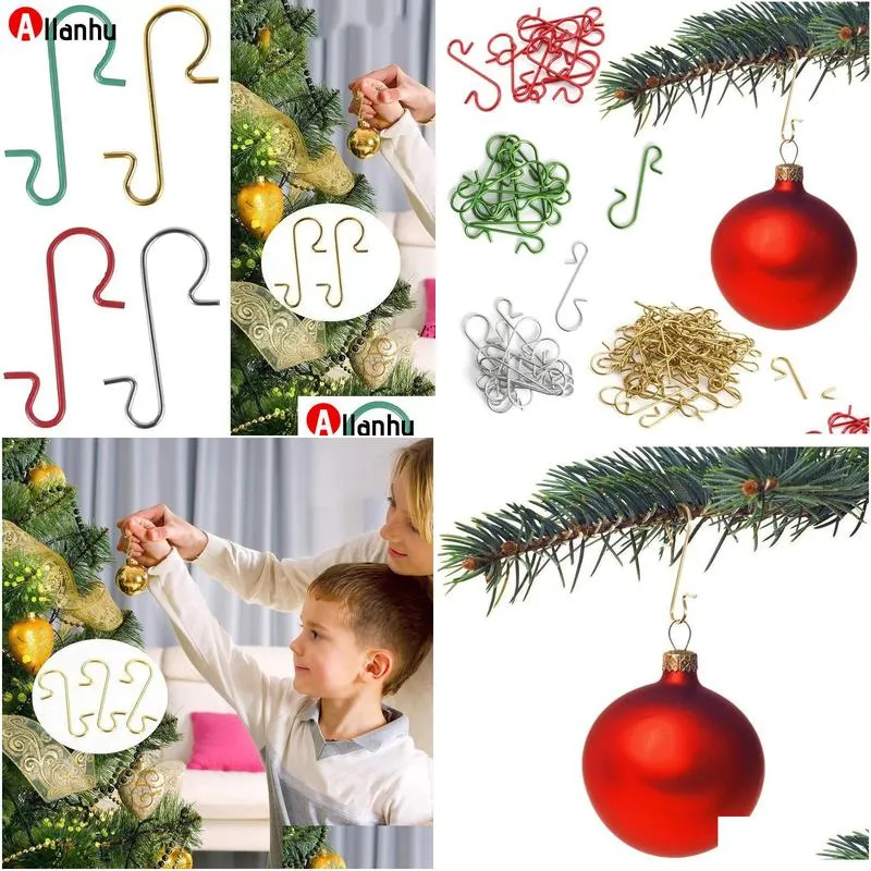 Christmas Decorations 50Pcs Christmas Ornament Metal S-Shaped Hooks Holders Tree Ball Pendant Hanging Decoration Ervv Drop Delivery Ho Dhcwb