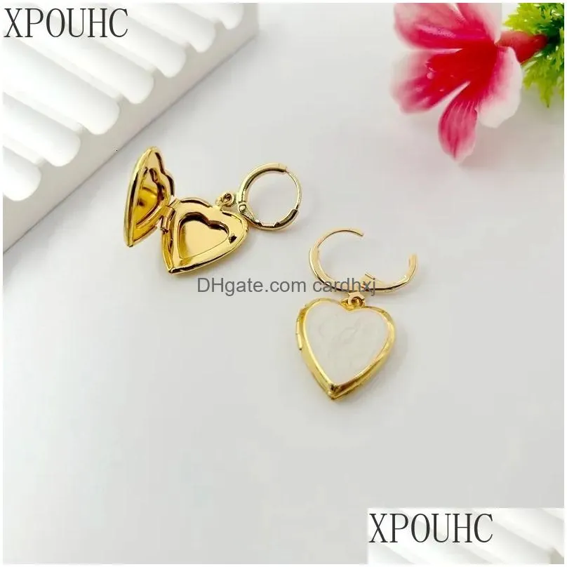 Hoop & Huggie Hoop Hie Fashionable Retro Red Love Earrings Feminine Style Small And High End Glazed Peach Heart 230920 Drop Delivery Dhqib