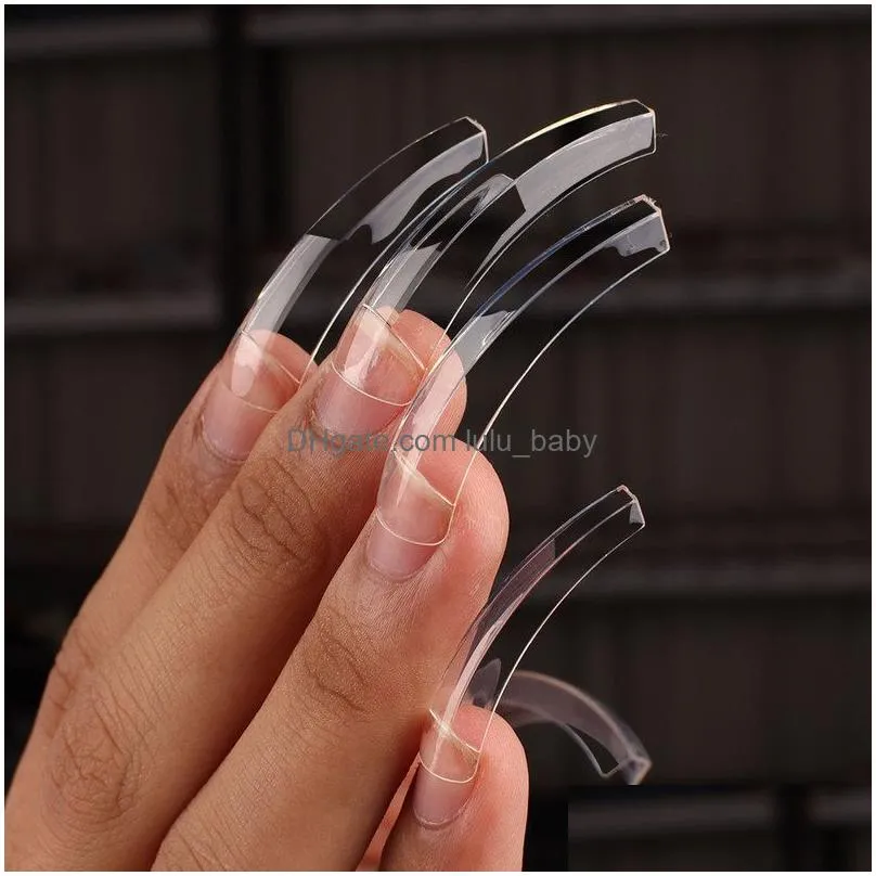 500pcs  hook shape nail tips professional art half cover 10 sizes press on s fake coffin curved arch manicure 220716