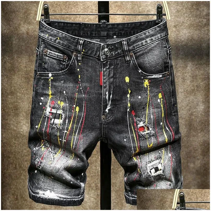 Men`S Jeans Dsquare Short Jeans For Man Men Jean Uomo Knee Mens Casual Designer Pants Luxury Ripped Womens Purple Drop Delivery Appar Dhqdw