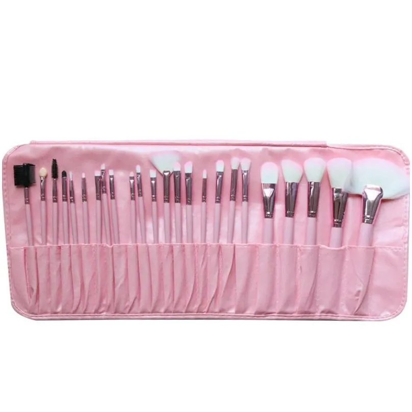 24pcs/set 10 colors professional makeup brushes portable full cosmetic make up brushes tool foundation eyeshadow lip brush with bag