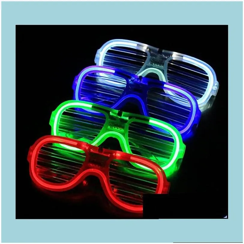 Other Festive & Party Supplies Other Festive Party Supplies Fashion Led Light Glasses Flashing Shutters Shape Flash Sunglasses Dances Dhwdx