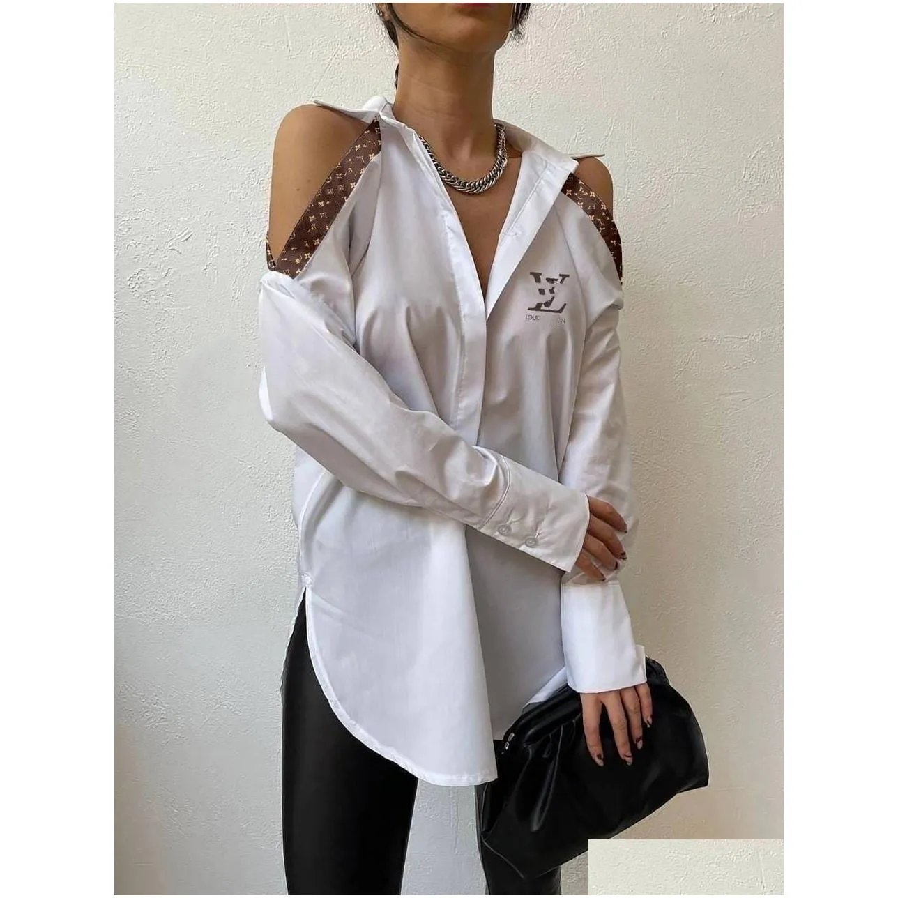 Women`S Blouses & Shirts Womens Blouses Shirts Spring Designer Print Tops Long Sleeved Casual Off Shoder Shirt Ship Drop Delivery App Dh48B