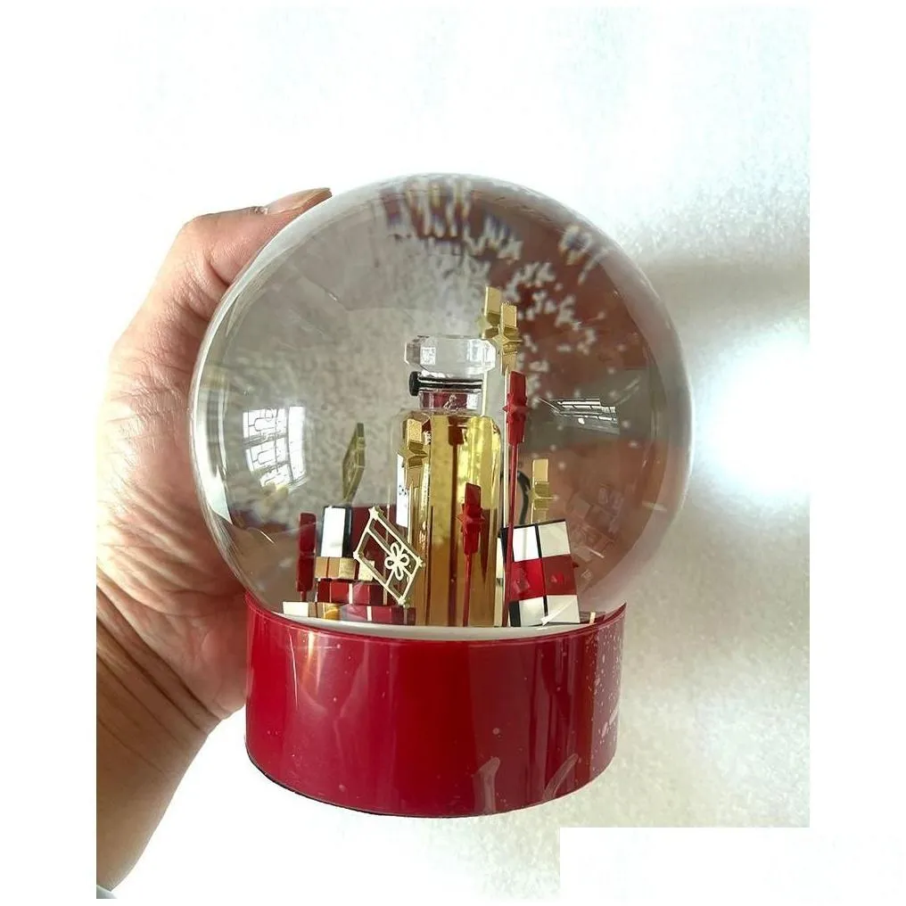 Christmas Decorations 2023 Edition C Classics Red Snow Globe With Per Bottle Inside Crystal Ball For Special Birthday Novelty Vip Gi Dhv0T