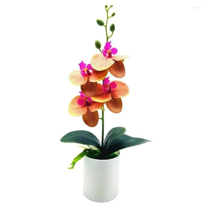 Decorative Flowers & Wreaths Decorative Flowers Modern Artificial Plant Bright-Colored Bonsai No-Watering Outdoor Indoor Potted Fake O Dhs2P