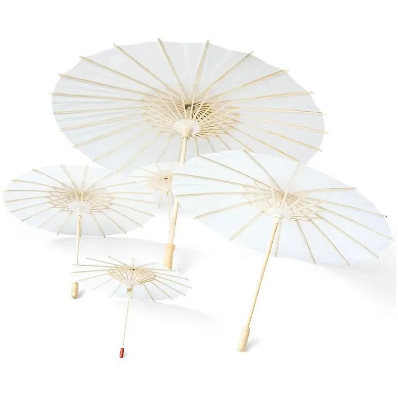 Umbrellas 60Cm Diy Blank Bamboo Papers Umbrella Craft Oiled Paper Umbrellas Painting Bride Wedding Childrens Iti Drop Delivery Home Ga Dhsxx