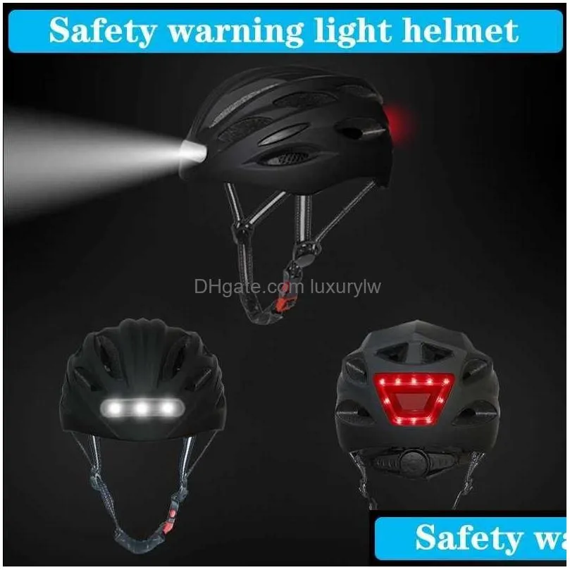 Cycling Helmets Intelligent Bicycle Helmet For Man Women Kids Bike Rechargeable Usb Led Light Mtb Electric Scooter Drop Delivery Dhrus