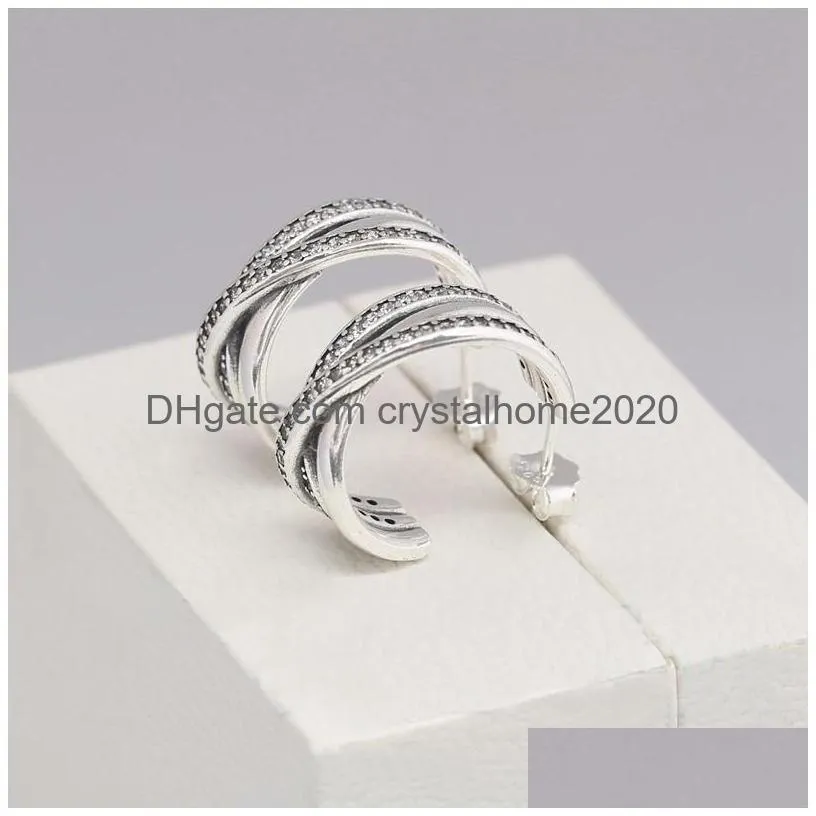 Stud Rose Gold Cz Diamond Line Stud Earring Hook For Real Sterling Sier Wedding Designer Jewelry Women Girlfriend Gift Earrings With Dhlsl