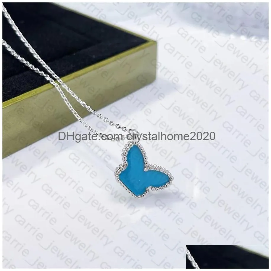 Pendant Necklaces Butterfly Pendant Necklace Waterproof Elegant Girlfriends Gift Necklaces Wedding For Woman Jewelry Top Quality 18 Dr Dhjab