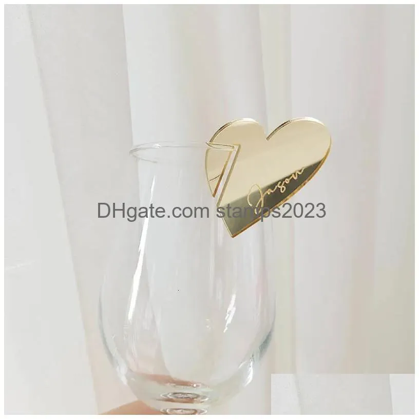 Other Event & Party Supplies Other Event Party Supplies Personalized Mirror Acrylic Heart Drink Stirrer Place Setting Custom Names Eng Dhm6B