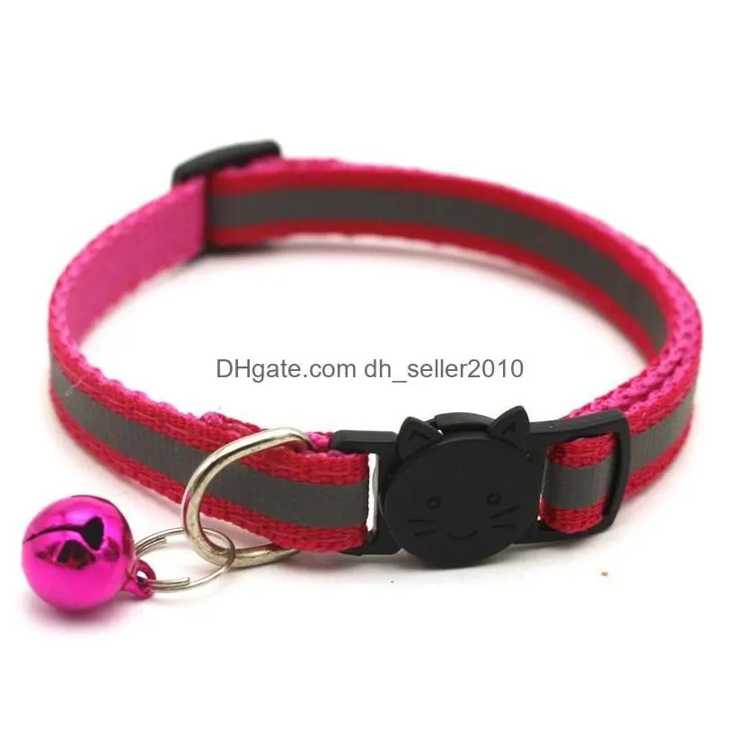 Dog Collars Leashes Adjustable Reflective Pet With Bells Charm Necklace Collar For Little Dogs Cat Supplies Dbc Drop Delivery Home