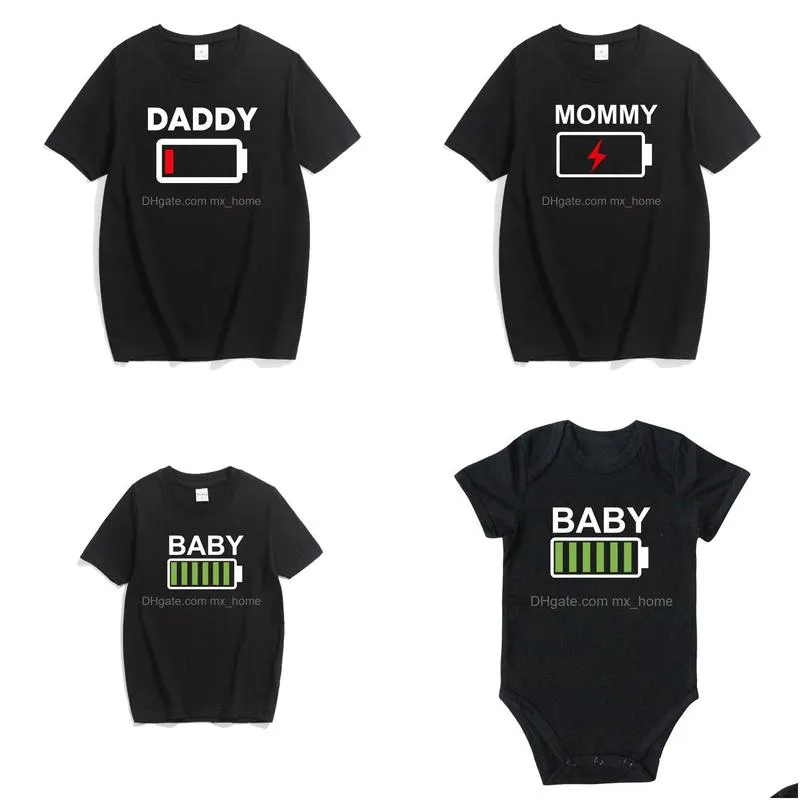 family matching clothes look outfit funny battery dad mom girl t-shirt for daddy mommy me baby boy