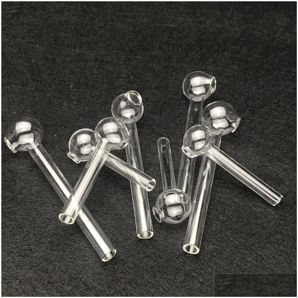 Smoking Pipes 6Cm 10Cm 12Cm Glass Oil Burner Pipe Mini Thick Pyrex Smoking Pipes Clear Test St Tube Burners For Water Bong Accessories Dhxw8