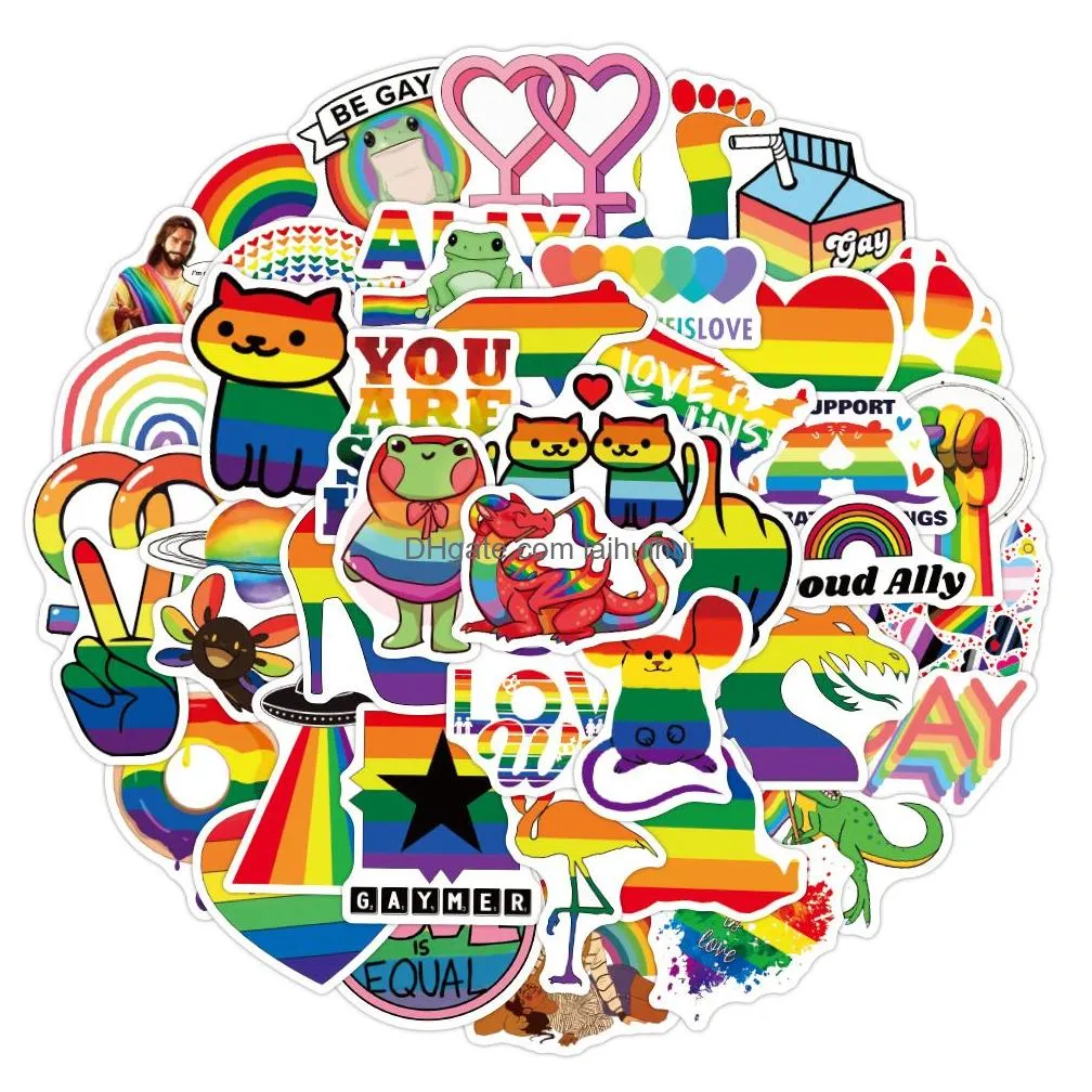 50pcs gay pride stickers lgbtq graffiti kids toy skateboard car motorcycle bicycle sticker decals wholesale