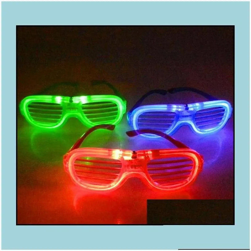 Other Festive & Party Supplies Other Festive Party Supplies Fashion Led Light Glasses Flashing Shutters Shape Flash Sunglasses Dances Dhwdx