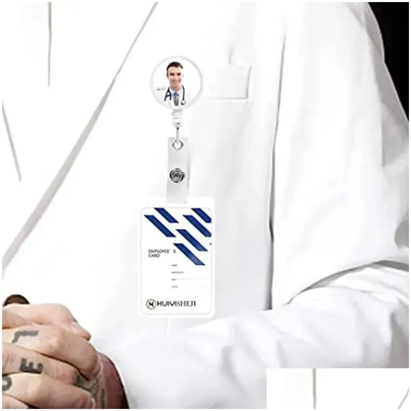 Party Favor Sublimation Badge Reel Retractable Medical Worker Work Card Clip Nurse Id Name Display Tag Staff Holder New Drop Delivery Dhv7G