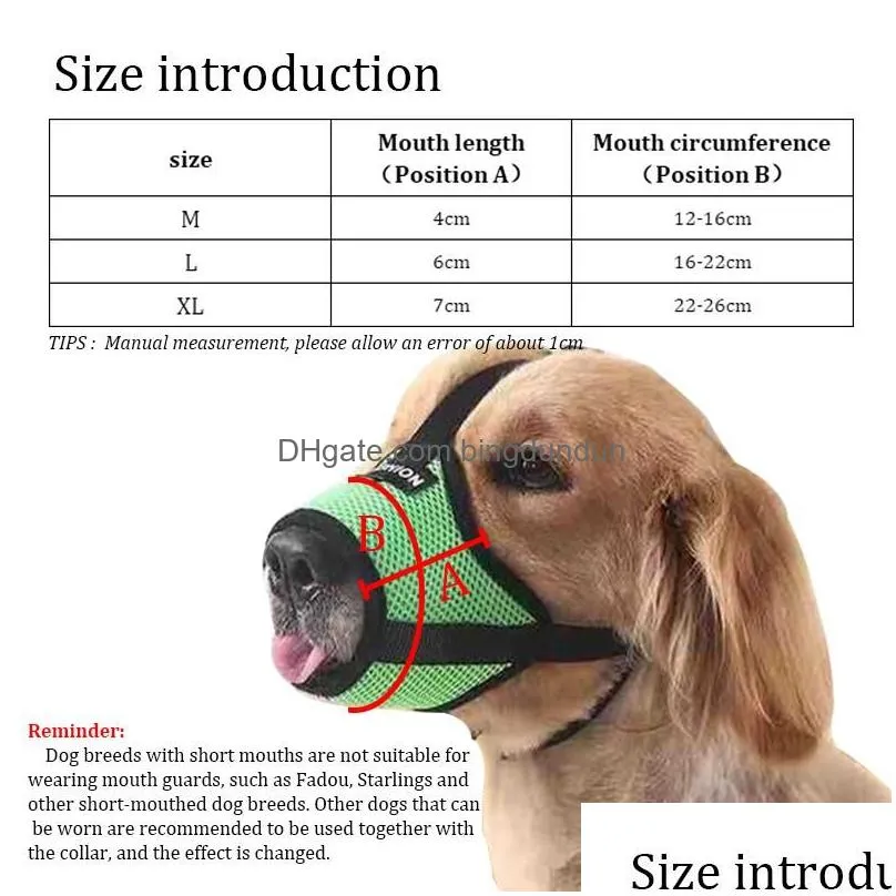 Dog Apparel Adjustable Muzzle Breathable Mouth Er Collar Anti Barking Pet Muzzles For Dogs Accessoriesdog Drop Delivery Dhykd