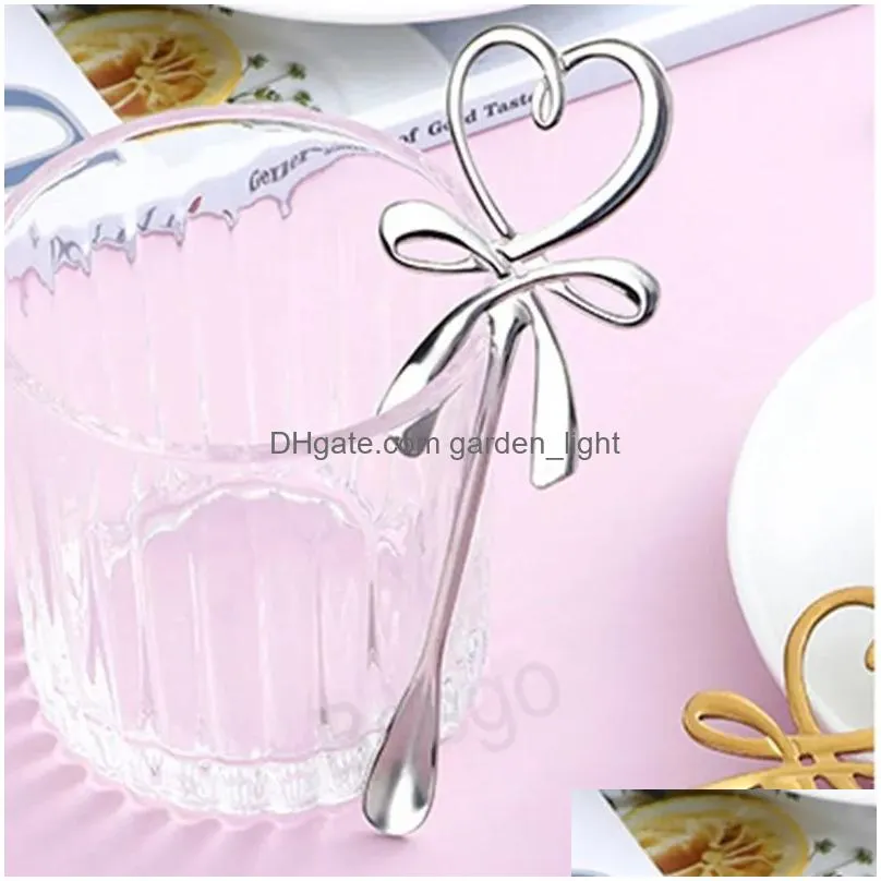 butterfly shaped tea cup spoon heart shape coffee stirring spoons stainless steel cake dessert scoop gold milk mixing scoops