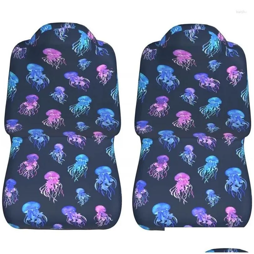 car seat covers cover blue pink jellyfishes s vehicle front universal fit protector 2 pcs