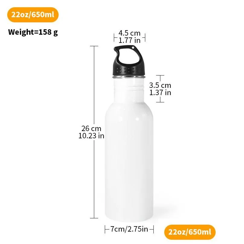 Water Bottles Express Single Wall Stainless Steel Sublimation 22Oz Water Bottles With Lid Tumblers Individual White Box 40Pcs/Ctn Lg04 Dhajk