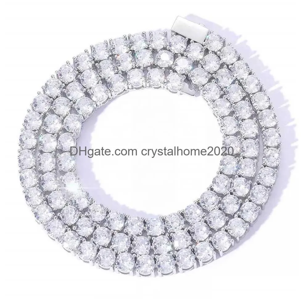 Pendant Necklaces High Quality Sterling Sier Tennis Mosan Diamond M--6Mm Vvs Moissanite Cuban Chain Necklace For Men Women Fine Jewelr Dhtfn