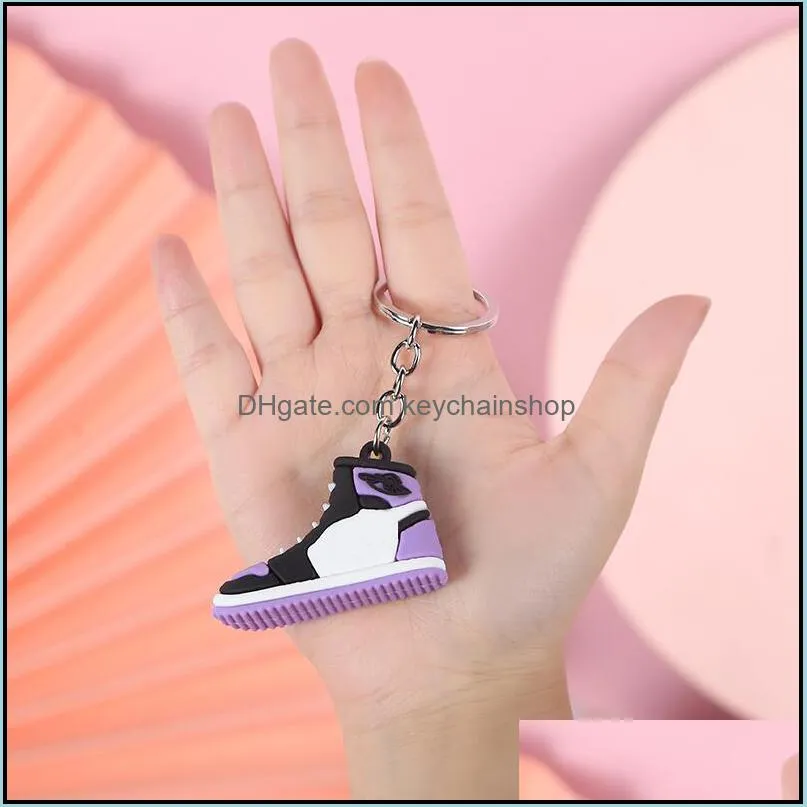 Keychains & Lanyards Creative Mini Pvc Sneakers Keychains For Men Women Gym Sports Shoes Keychain Handbag Chain Basketball Shoe Key H Dheop