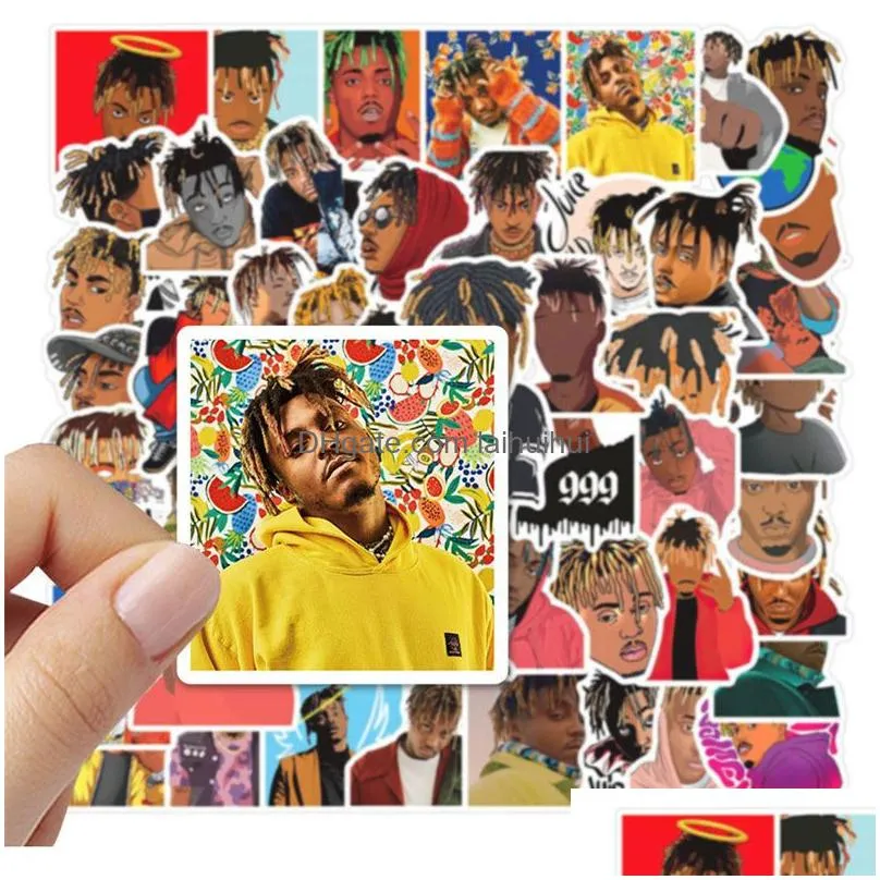 52pcs/pack singer juice wrld sticker rock rapper graffiti kids toy skateboard car motorcycle bicycle sticker decals wholesale