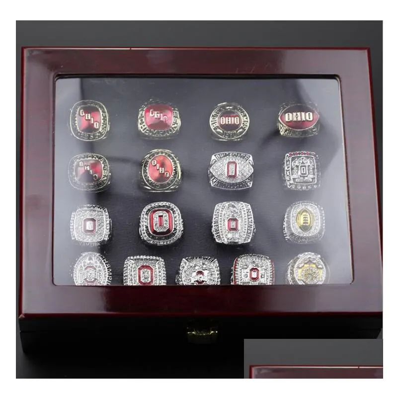 Cluster Rings 17Pcs Ohio State Buckeyes National Champion Championship Ring Set Solid Men Fan Brithday Gift Wholesale Drop Drop Deliv Dh5Lx