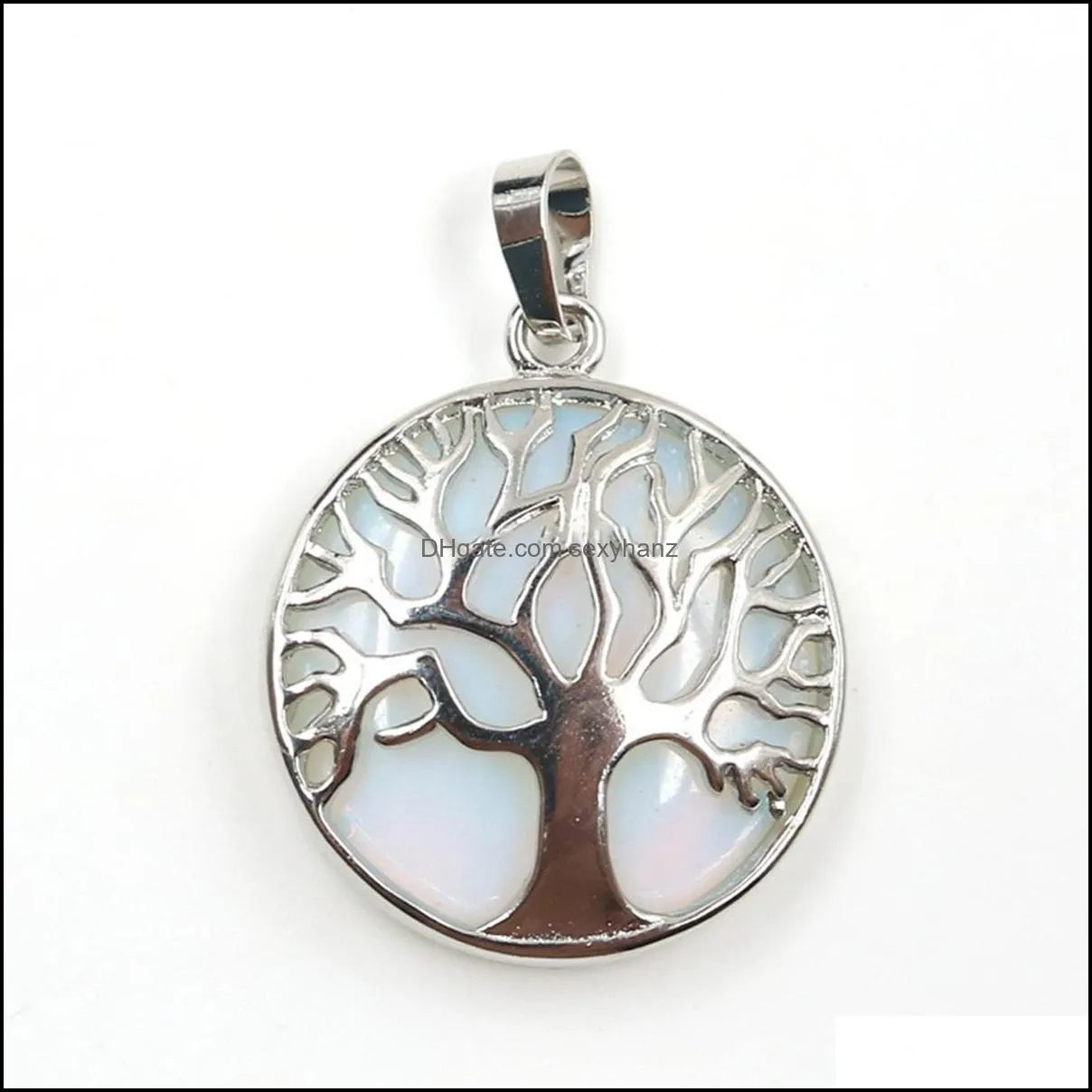 Pendant Necklaces Sterling Sier Gemstone Family Tree Of Life Pendant Necklace Dainty Jewelry Anniversary Birthday Gifts For Girls Mom Dhfhc