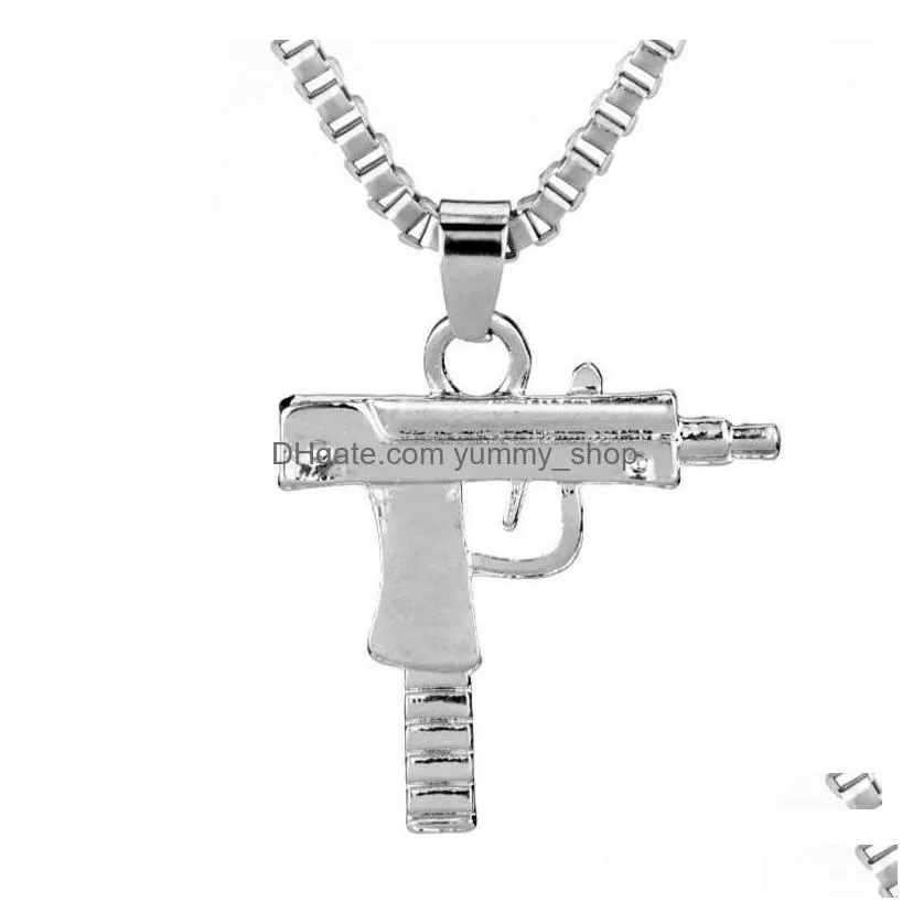 pendant necklaces uzi gold chain gothic hip hop hine gun necklace men women fashion brand pistol shape long jewelry gifts punk g