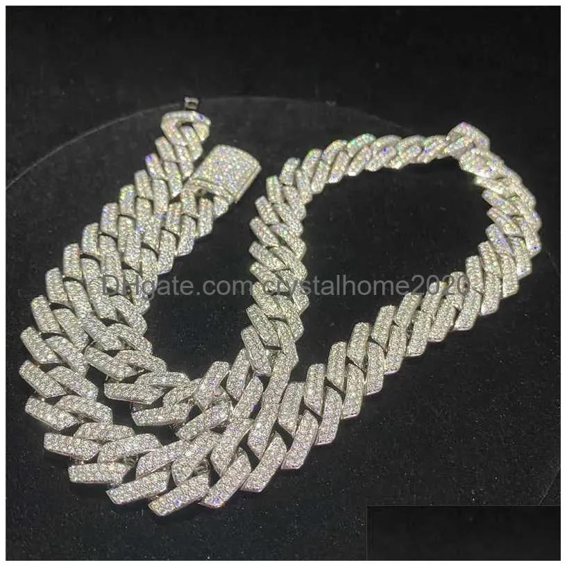 Chains Iced Out Chains Bracelet Bling Moissanite Diamond Cuban Link Chain Hip Hop Men Jewelry Necklace Drop Delivery Jewelry Necklaces Dhuow