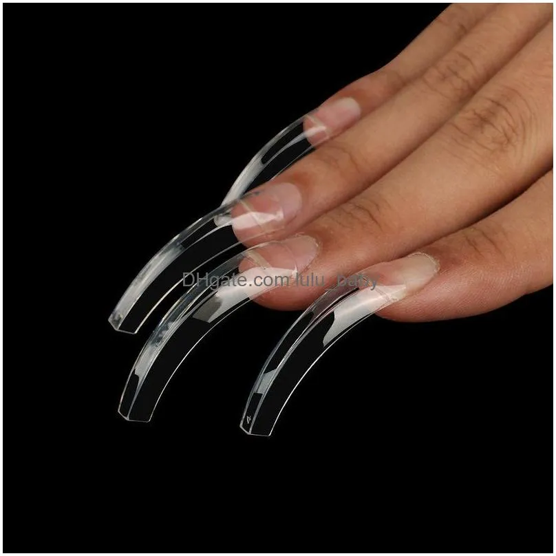 500pcs  hook shape nail tips professional art half cover 10 sizes press on s fake coffin curved arch manicure 220716