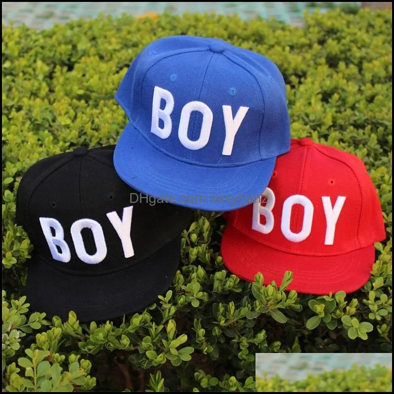 Ball Caps Children Flat- Hats Girls Boys Snapback Parent-Child Trucker Hat Flat Brim Cap Adjustable Black Red Blue 3562 Q2 Drop De Dhamn
