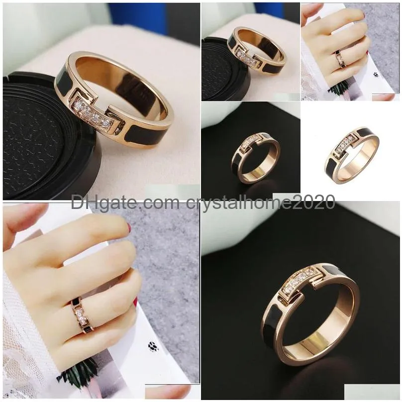 Band Rings Band Designer Branded Rings Women Gold Plated Crystal Faux Leather Stainless Steel Love Wedding Jewelry Supplies Fine Carv Dhjns