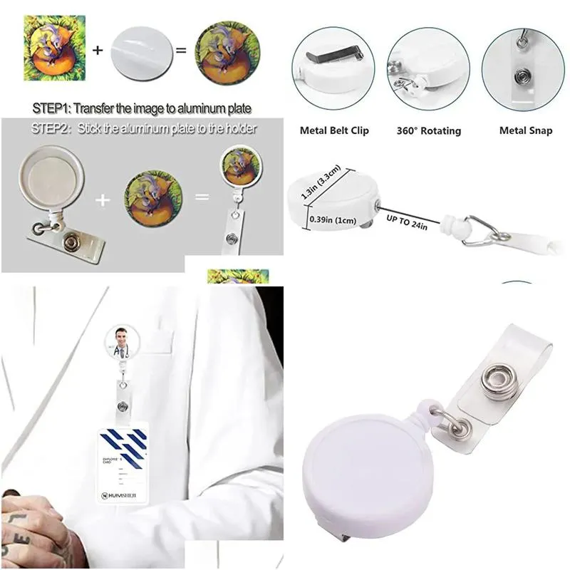 Party Favor Sublimation Badge Reel Retractable Medical Worker Work Card Clip Nurse Id Name Display Tag Staff Holder New Drop Delivery Dhv7G