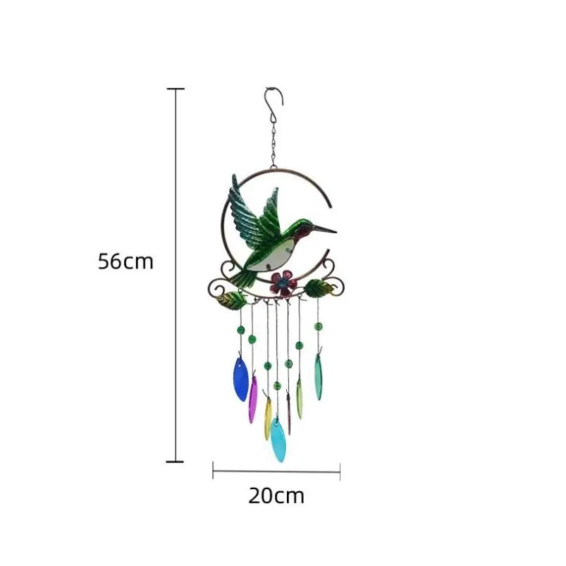 Garden Decorations Hummingbird Wind Chimes Garden Decoration Portable Metal Windchime For Indoor Outdoor Patio Balcony Decor Holiday G Dhq7K