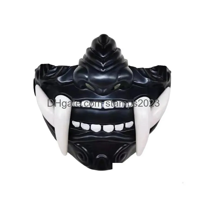 Party Masks Airsoft Protective Fashion Half Face Prajna Hannya Japanese Samurai Oni Demon For Halloween Cosplay 230225 Drop Delivery Dhxd6